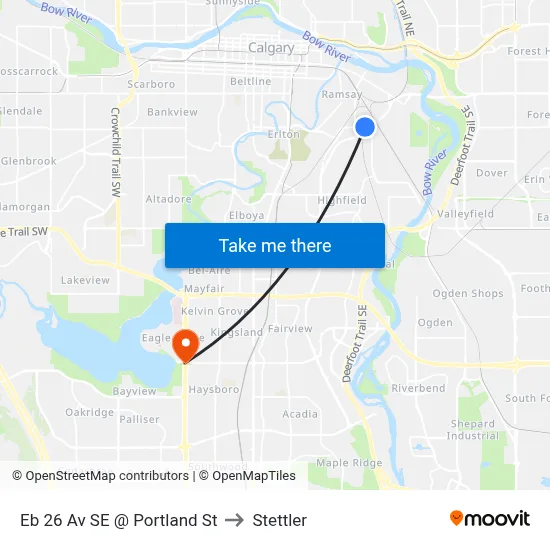 Eb 26 Av SE @ Portland St to Stettler map