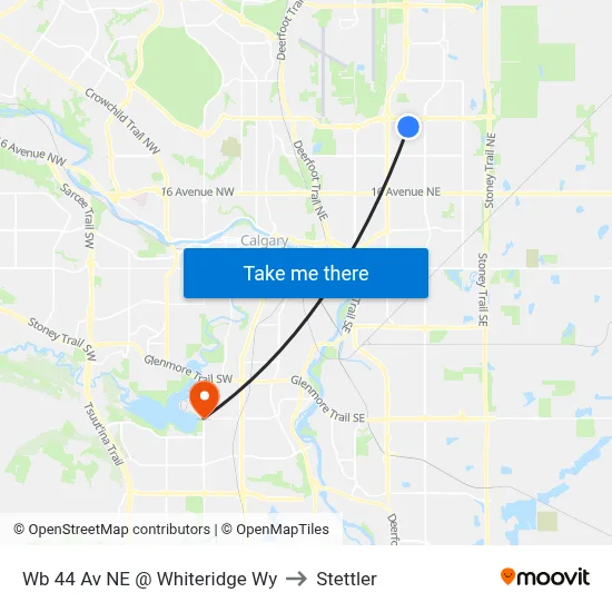 Wb 44 Av NE @ Whiteridge Wy to Stettler map