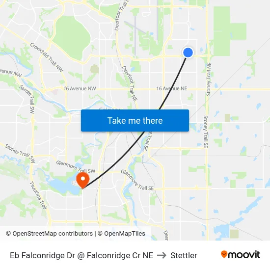 Eb Falconridge Dr @ Falconridge Cr NE to Stettler map