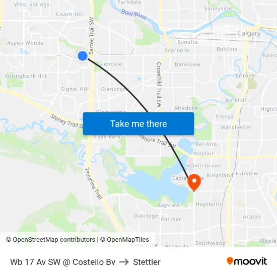 Wb 17 Av SW @ Costello Bv to Stettler map