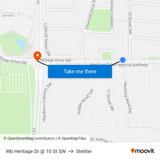 Wb Heritage Dr @ 10 St SW to Stettler map