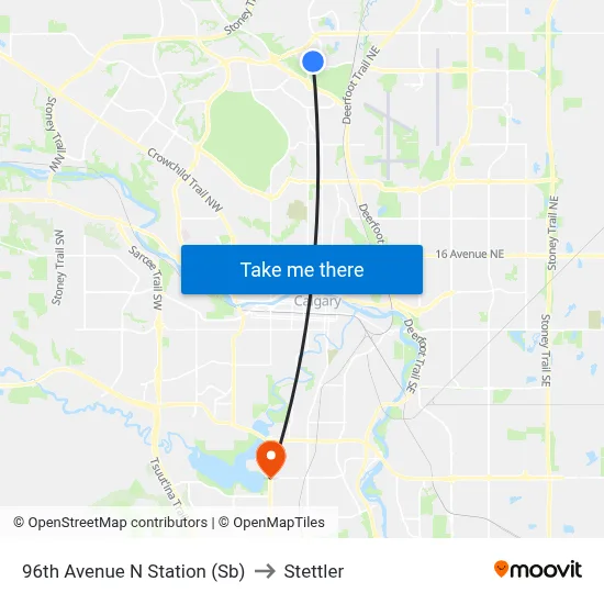 96th Avenue N Station (Sb) to Stettler map