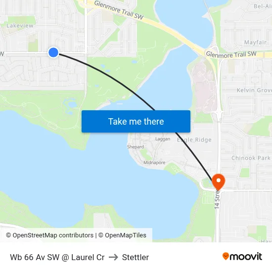Wb 66 Av SW @ Laurel Cr to Stettler map