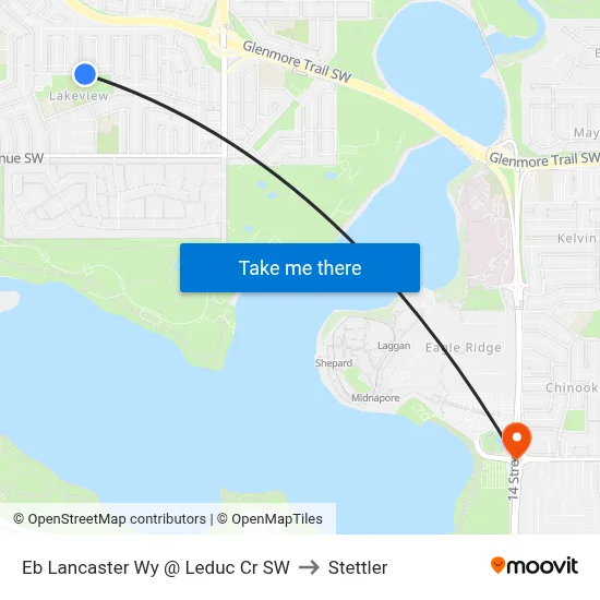 Eb Lancaster Wy @ Leduc Cr SW to Stettler map