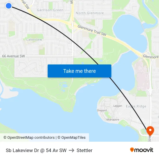 Sb Lakeview Dr @ 54 Av SW to Stettler map