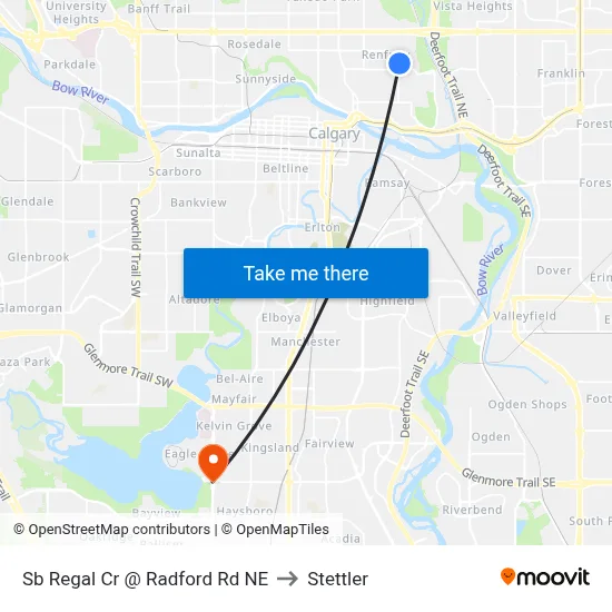 Sb Regal Cr @ Radford Rd NE to Stettler map