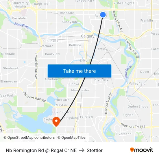 Nb Remington Rd @ Regal Cr NE to Stettler map