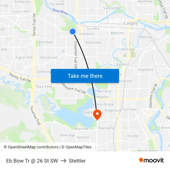 Eb Bow Tr @ 26 St SW to Stettler map