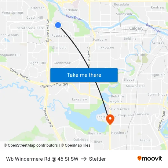 Wb Windermere Rd @ 45 St SW to Stettler map