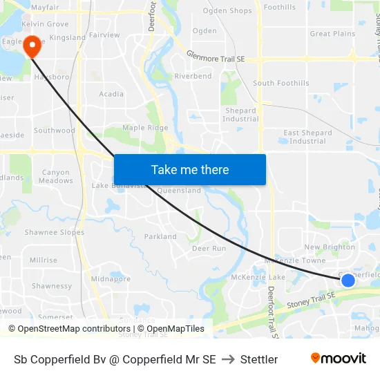 Sb Copperfield Bv @ Copperfield Mr SE to Stettler map