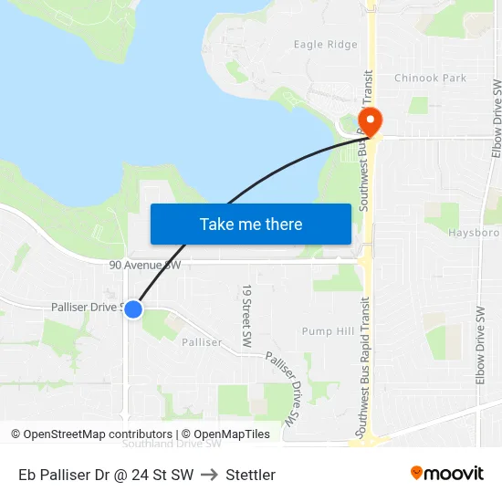 Eb Palliser Dr @ 24 St SW to Stettler map