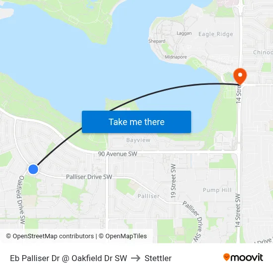 Eb Palliser Dr @ Oakfield Dr SW to Stettler map