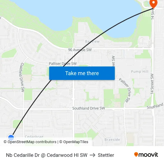Nb Cedarille Dr @ Cedarwood Hl SW to Stettler map