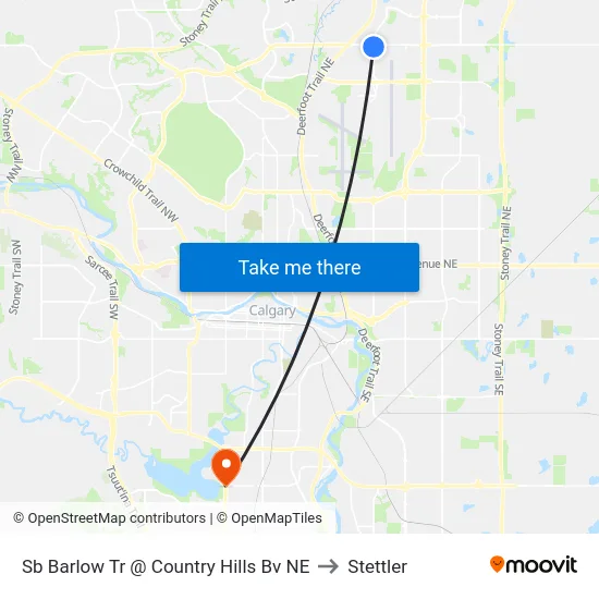 Sb Barlow Tr @ Country Hills Bv NE to Stettler map