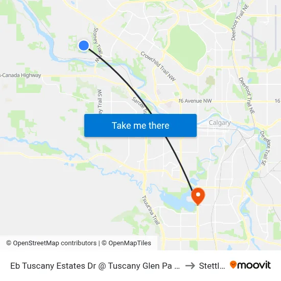 Eb Tuscany Estates Dr @ Tuscany Glen Pa NW to Stettler map