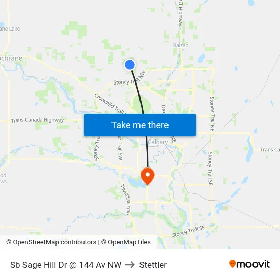 Sb Sage Hill Dr @ 144 Av NW to Stettler map