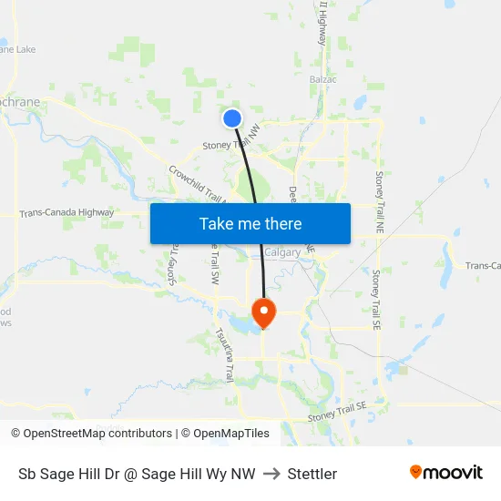 Sb Sage Hill Dr @ Sage Hill Wy NW to Stettler map