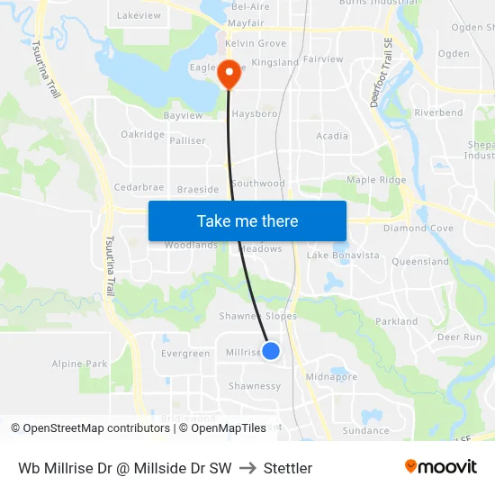 Wb Millrise Dr @ Millside Dr SW to Stettler map