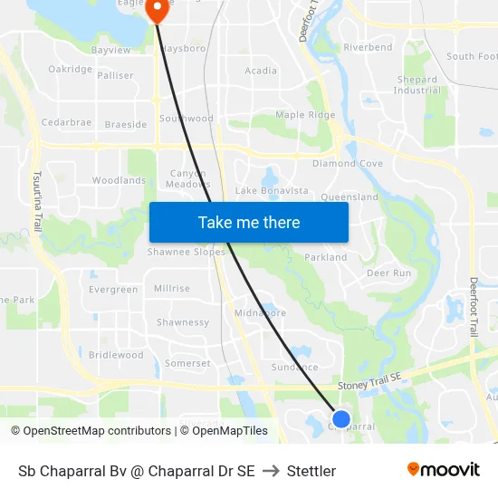 Sb Chaparral Bv @ Chaparral Dr SE to Stettler map