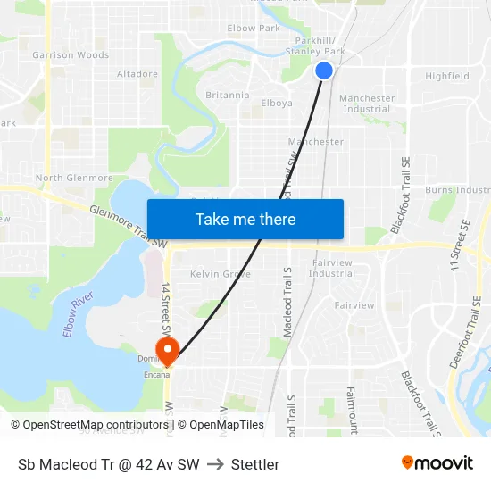Sb Macleod Tr @ 42 Av SW to Stettler map