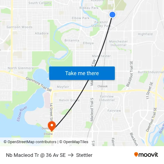 Nb Macleod Tr @ 36 Av SE to Stettler map