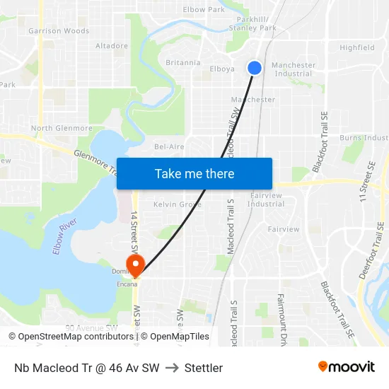 Nb Macleod Tr @ 46 Av SW to Stettler map