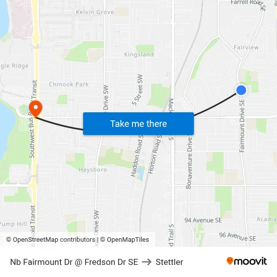 Nb Fairmount Dr @ Fredson Dr SE to Stettler map