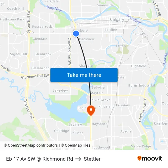 Eb 17 Av SW @ Richmond Rd to Stettler map