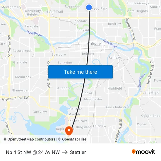 Nb 4 St NW @ 24 Av NW to Stettler map