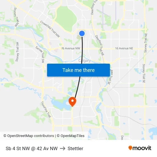 Sb 4 St NW @ 42 Av NW to Stettler map