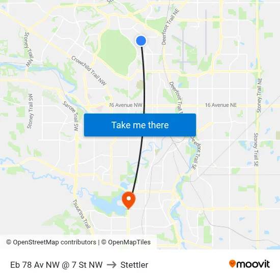 Eb 78 Av NW @ 7 St NW to Stettler map