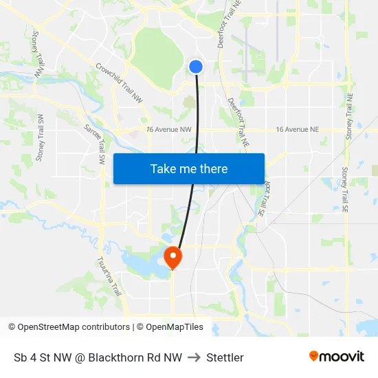 Sb 4 St NW @ Blackthorn Rd NW to Stettler map