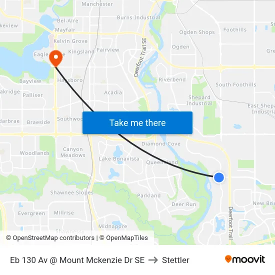 Eb 130 Av @ Mount Mckenzie Dr SE to Stettler map