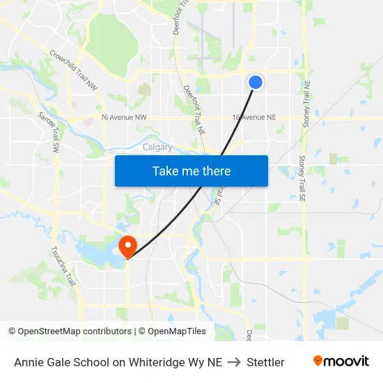 Annie Gale School on Whiteridge Wy NE to Stettler map