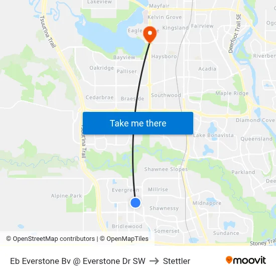 Eb Everstone Bv @ Everstone Dr SW to Stettler map