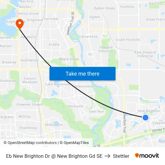 Eb New Brighton Dr @ New Brighton Gd SE to Stettler map