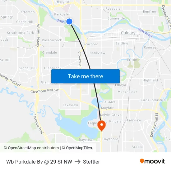 Wb Parkdale Bv @ 29 St NW to Stettler map