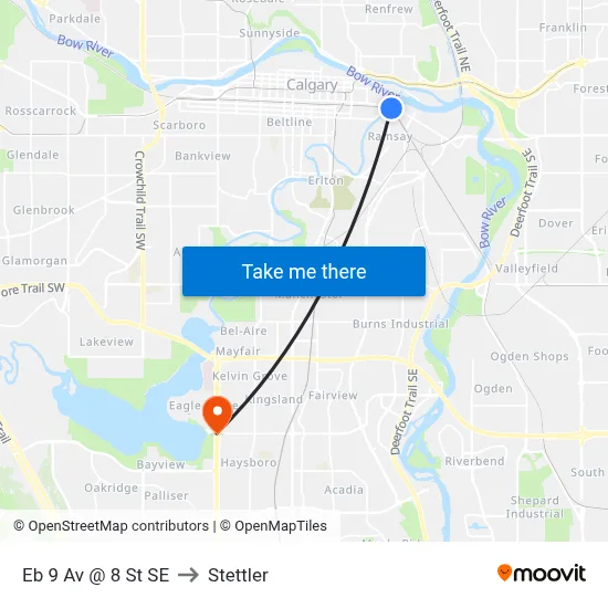 Eb 9 Av @ 8 St SE to Stettler map