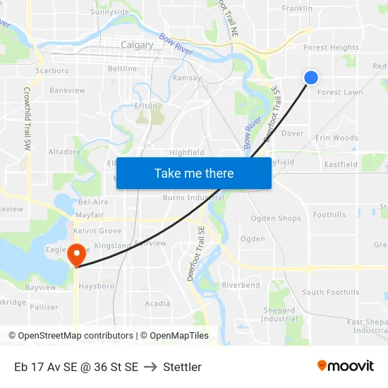 Eb 17 Av SE @ 36 St SE to Stettler map