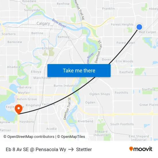Eb 8 Av SE @ Pensacola Wy to Stettler map