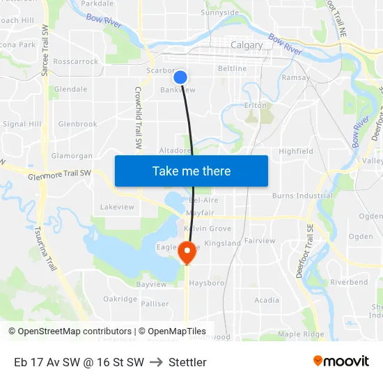 Eb 17 Av SW @ 16 St SW to Stettler map