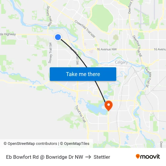 Eb Bowfort Rd @ Bowridge Dr NW to Stettler map