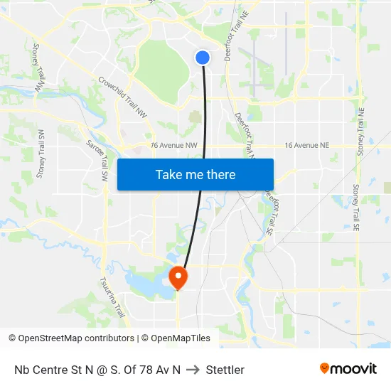 Nb Centre St N @ S. Of 78 Av N to Stettler map