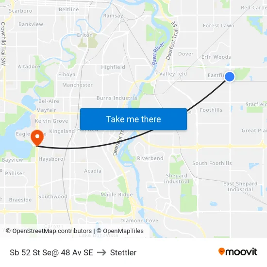Sb 52 St Se@ 48 Av SE to Stettler map