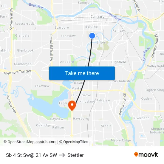 Sb 4 St Sw@ 21 Av SW to Stettler map