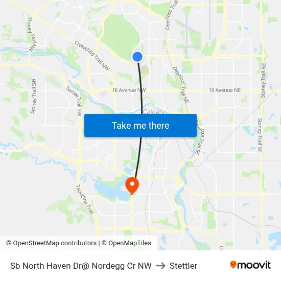 Sb North Haven Dr@ Nordegg Cr NW to Stettler map