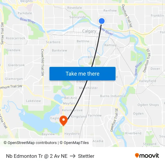 Nb Edmonton Tr @ 2 Av NE to Stettler map