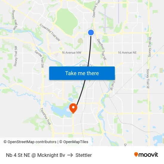 Nb 4 St NE @ Mcknight Bv to Stettler map