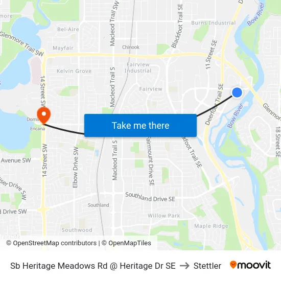 Sb Heritage Meadows Rd @ Heritage Dr SE to Stettler map