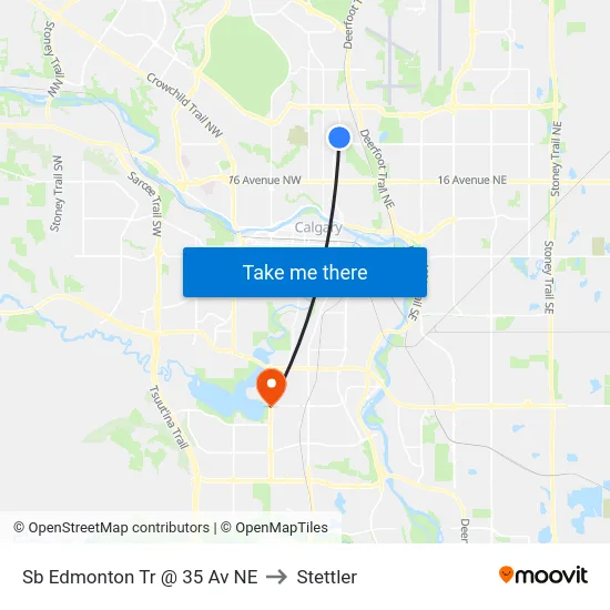 Sb Edmonton Tr @ 35 Av NE to Stettler map